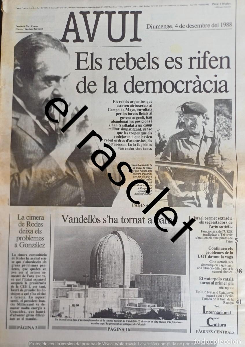 Coleccionismo de Revistas y Peri&oacute;dicos: DIARIO AVUI 4 DICIEMBRE 1988