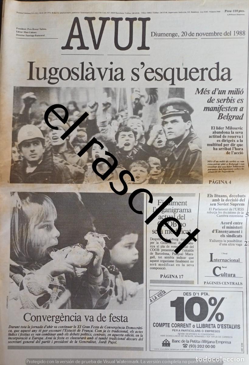 Colecionismo de Revistas e Jornais: DIARIO AVUI 20 NOVIEMBRE 1988