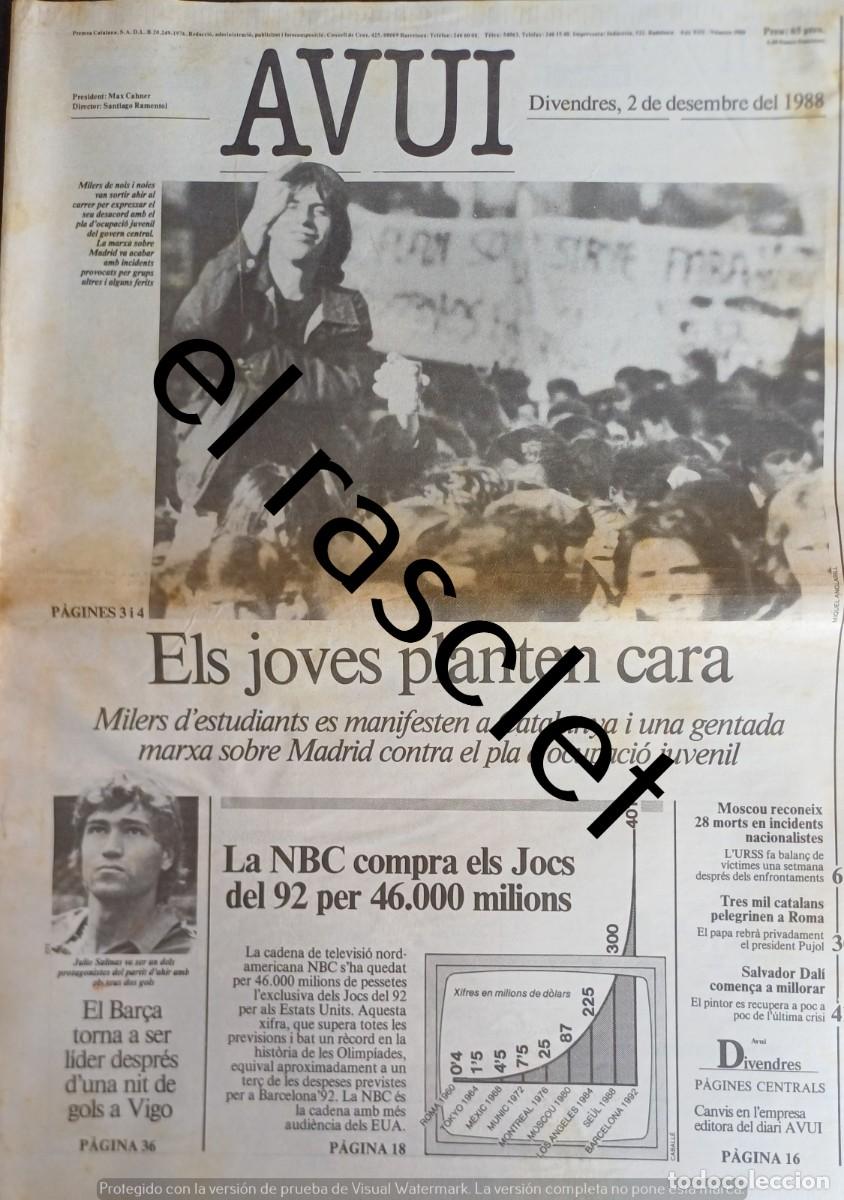 Colecionismo de Revistas e Jornais: DIARIO AVUI 2 DICIEMBRE 1988