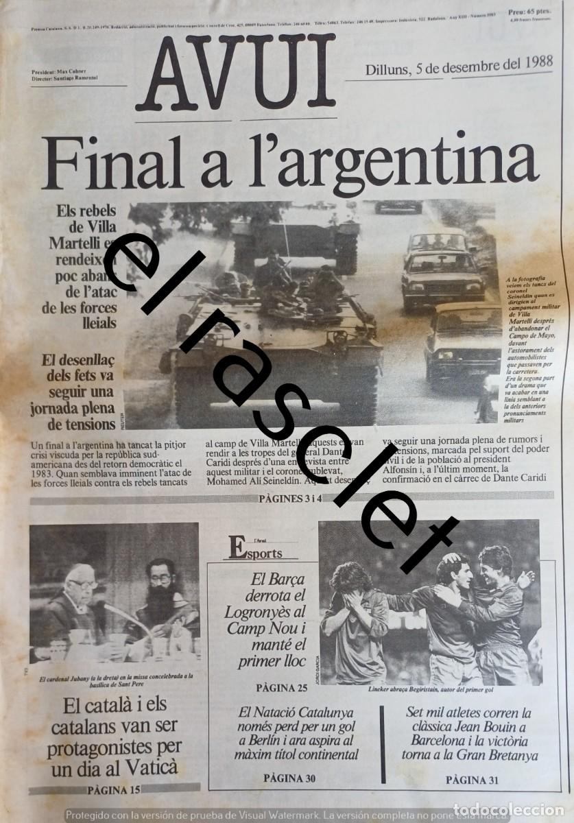 Collectionnisme de Revues et Journaux: DIARIO AVUI 5 DICIEMBRE 1988