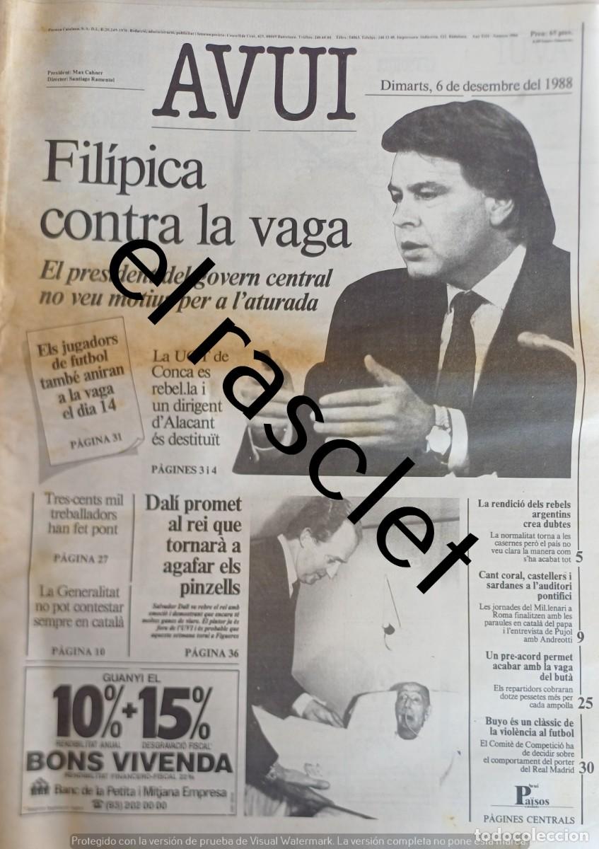 Collectionnisme de Revues et Journaux: DIARIO AVUI 6 DICIEMBRE 1988