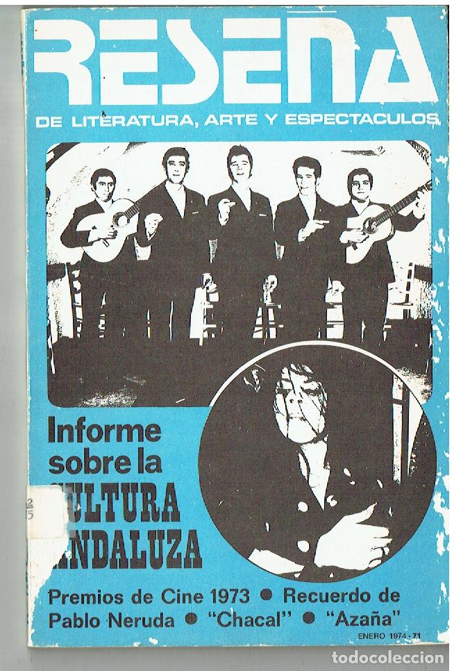 Coleccionismo de Revistas y Peri&oacute;dicos: RESE&Ntilde;A. DE LITERATURA, ARTE Y ESPECTACULOS. N&ordm; 71. INFORME SOBRE LA CULTURA ANDALUZA. 1974. (ST/PR1)