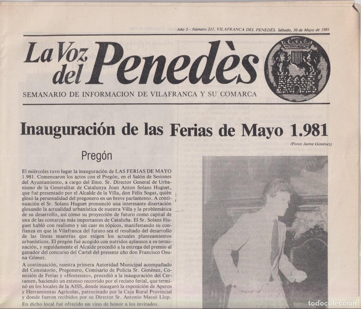 Coleccionismo de Revistas y Peri&oacute;dicos: LA VOZ DEL PENED&Egrave;S 1980/81&ndash; SEMANARIO DE INFORMACI&Oacute;N DE VILAFRANCA Y SU COMARCA - LOTE DE 10 N&Uacute;MEROS