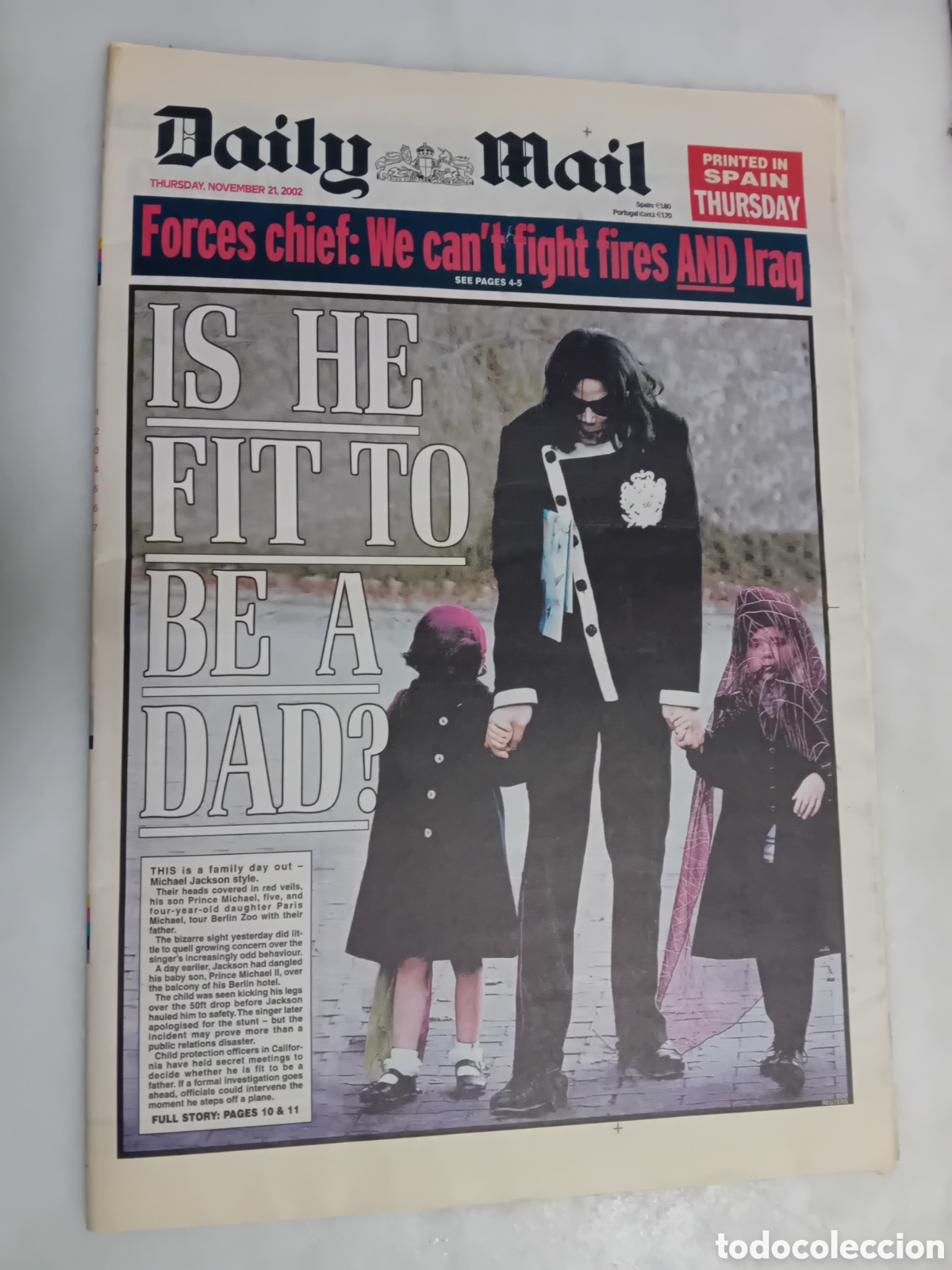 Collectionnisme de Revues et Journaux: Peri&oacute;dico Daily Mail. Michael Jackson.2002