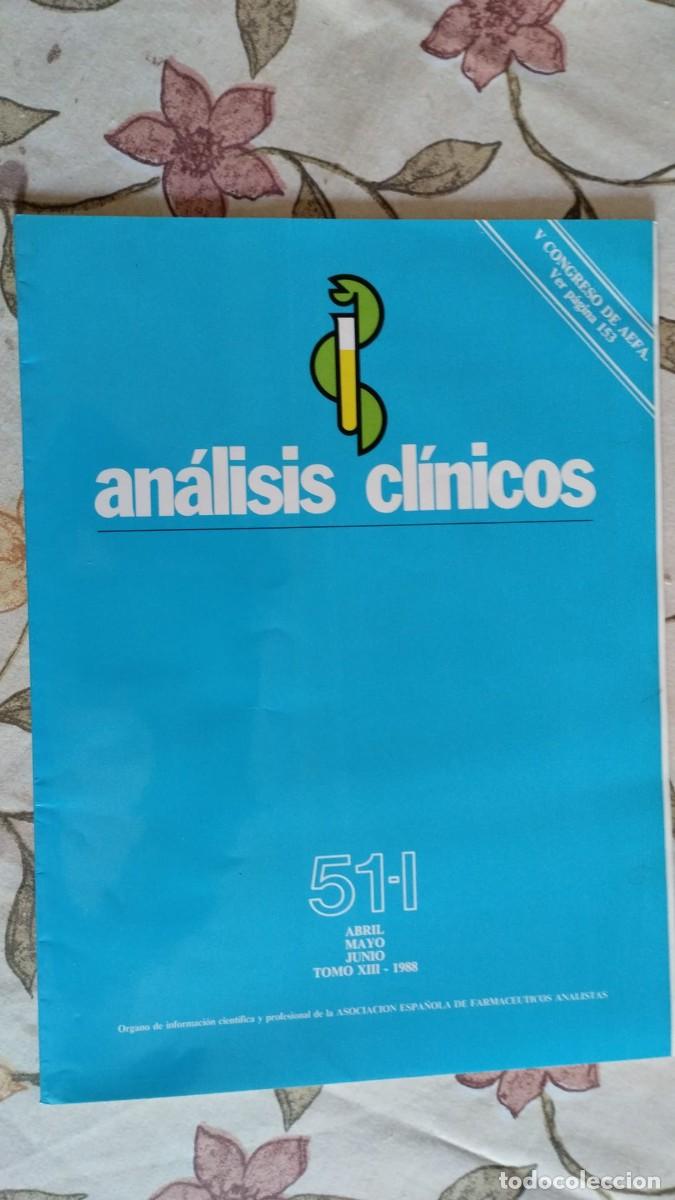 Coleccionismo de Revistas y Peri&oacute;dicos: REVISTA ANALISIS CLINICOS - 51-I // abril, mayo, junio 1988 tomo XIII