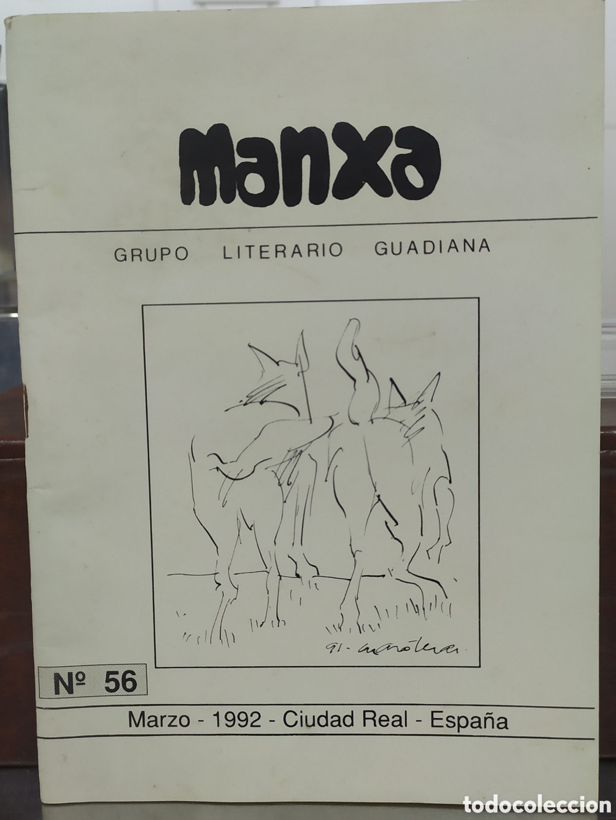 Coleccionismo de Revistas y Peri&oacute;dicos: Revista Manxa publicada por el Grupo Literario Guadiana en Ciudad Real, n&uacute;mero 56 de marzo de 1992