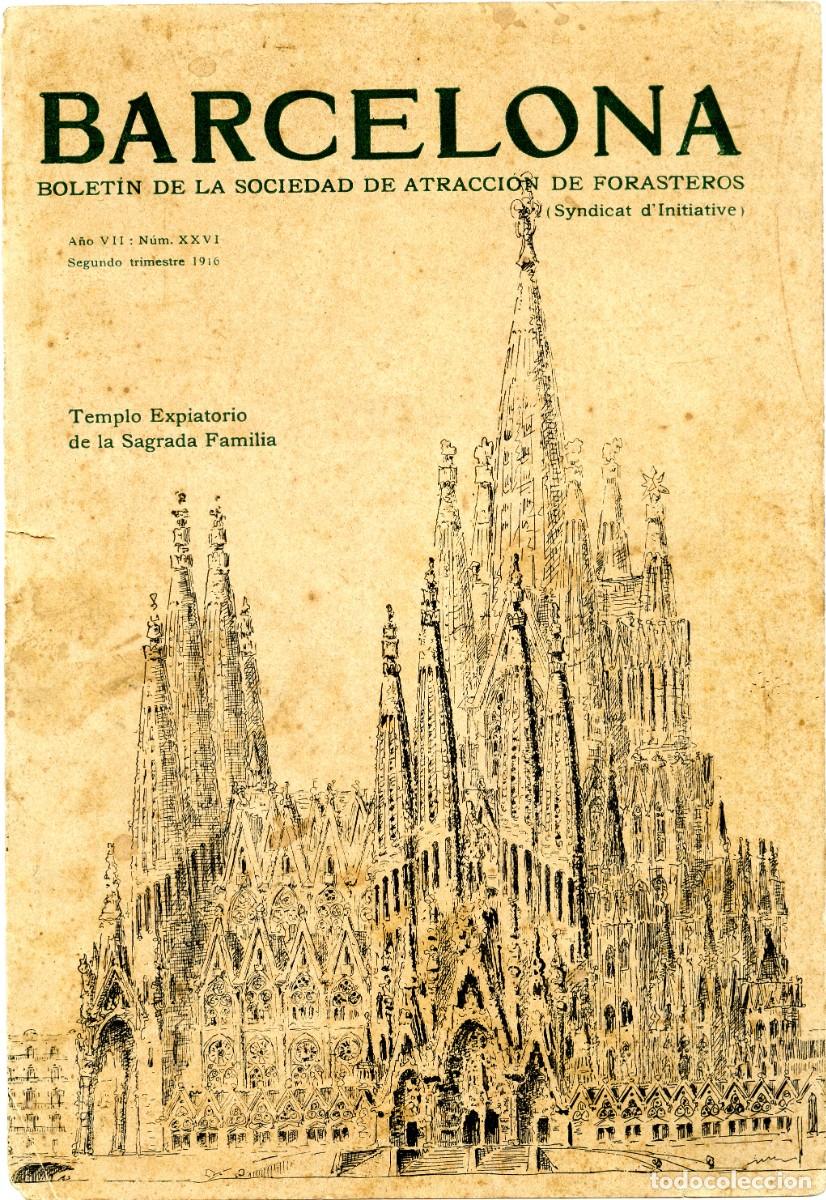Coleccionismo de Revistas y Peri&oacute;dicos: Hoja de portada (s&oacute;lo!) Bolet&iacute;n Sociedad de atracci&oacute;n de Forasteros 2&ordm; trim. 1916 Sagrada Familia