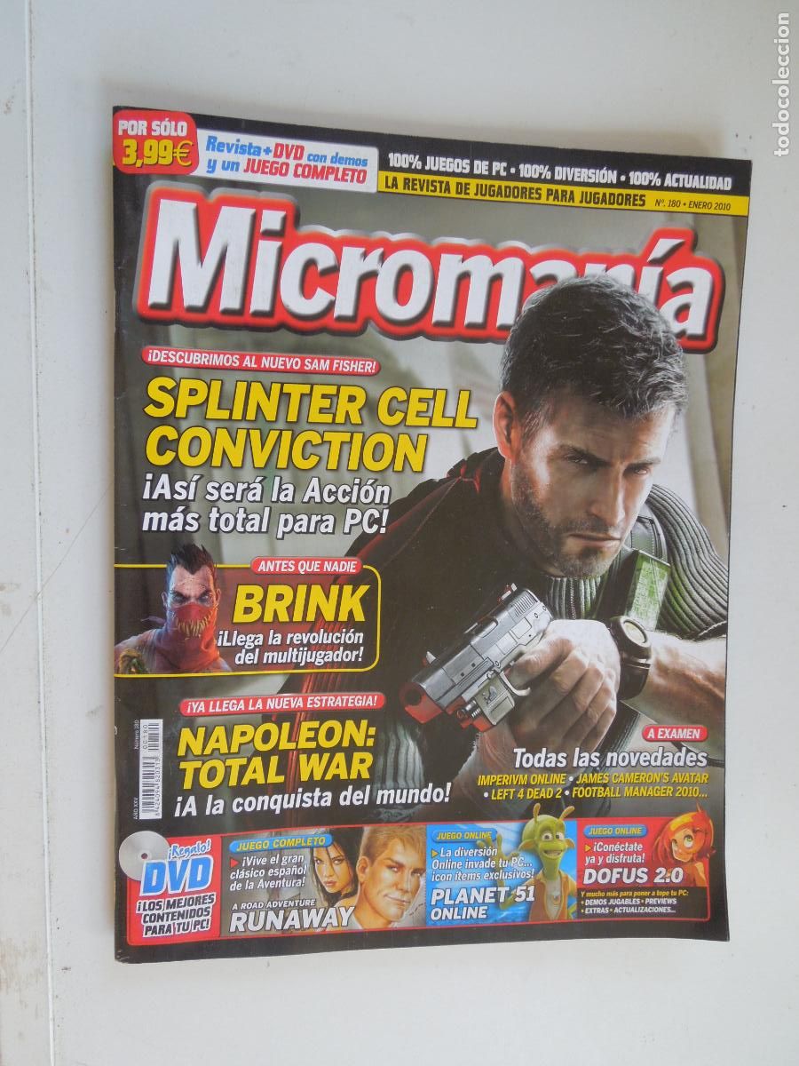 Coleccionismo de Revistas y Peri&oacute;dicos: MICROMANIA REVISTA N&ordm; 180- III EPOCA- ENERO 2010-⁠Tom Clancy's Splinter Cell: Conviction. ⁠Runaway: