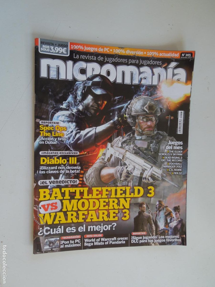 Coleccionismo de Revistas y Peri&oacute;dicos: MICROMANIA REVISTA N&ordm; 203- III EPOCA- DICIEMBRE 2011 - Battlefield 3 Vs. Modern Warfare 3.