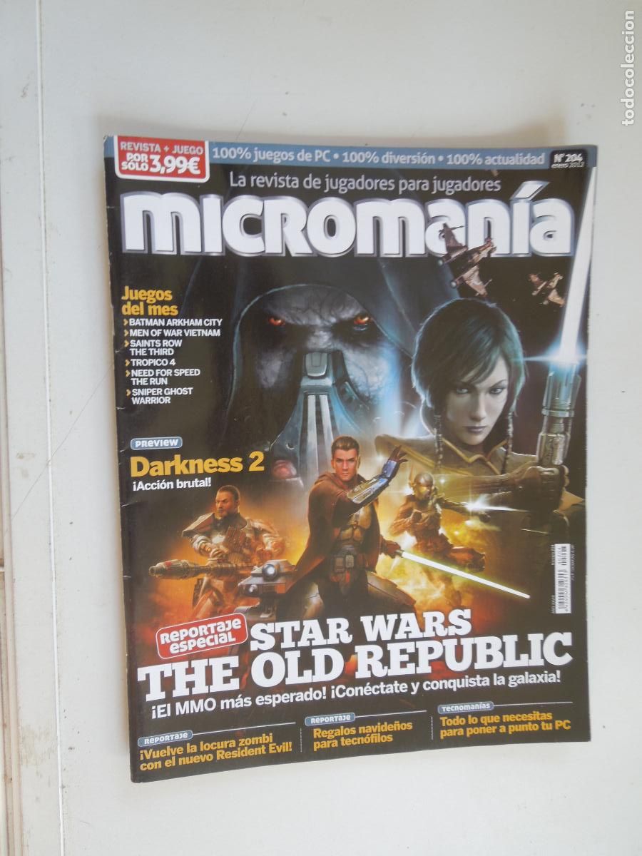 Coleccionismo de Revistas y Peri&oacute;dicos: MICROMANIA REVISTA N&ordm; 204- III EPOCA- ENERO 2012 - ⁠Star Wars: The Old Republic de BioWare