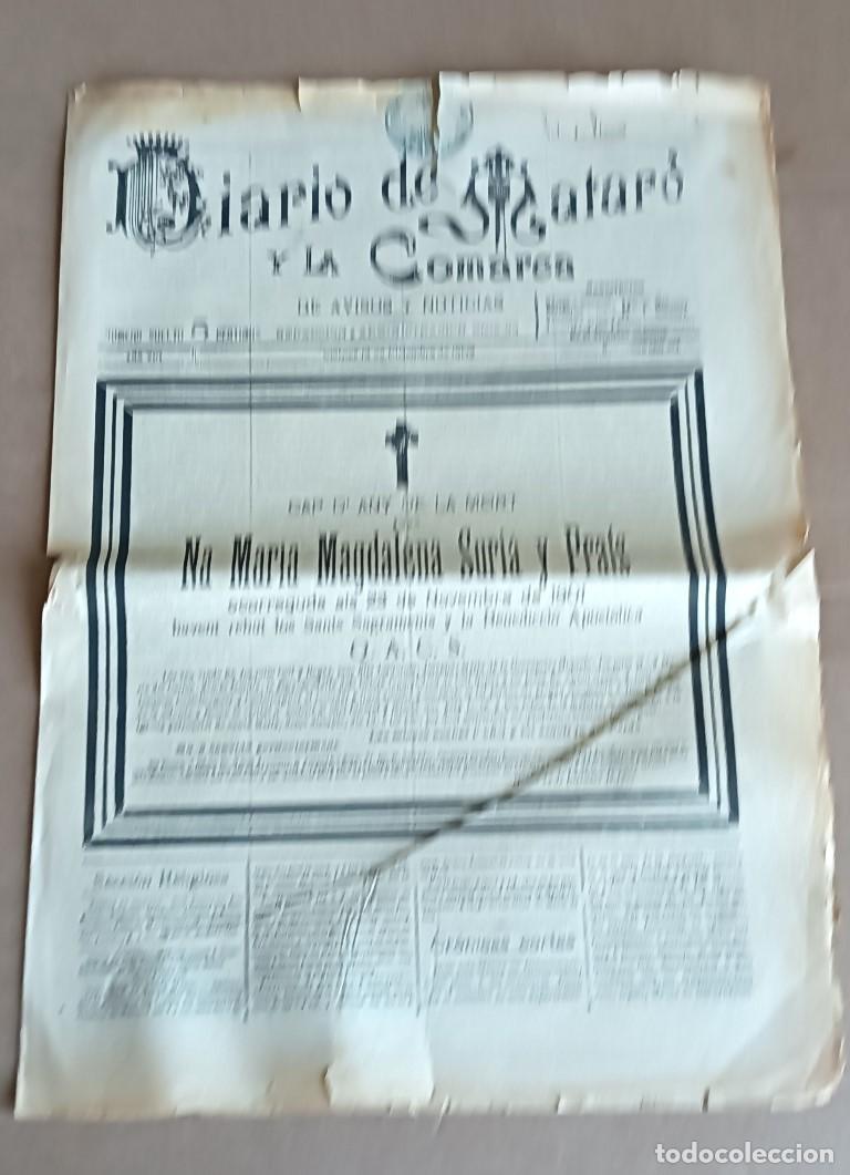 Coleccionismo de Revistas y Peri&oacute;dicos: DIARIO DE MATARO Y LA COMARCA - Viernes 12 diciembre de 1902 - A&ntilde;o VIII num 281