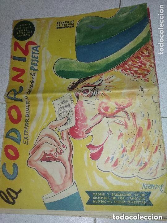 Coleccionismo de Revistas y Peri&oacute;dicos: LA CODORNIZ N 945 DEL 27-12-1959 -LEER DETALLES
