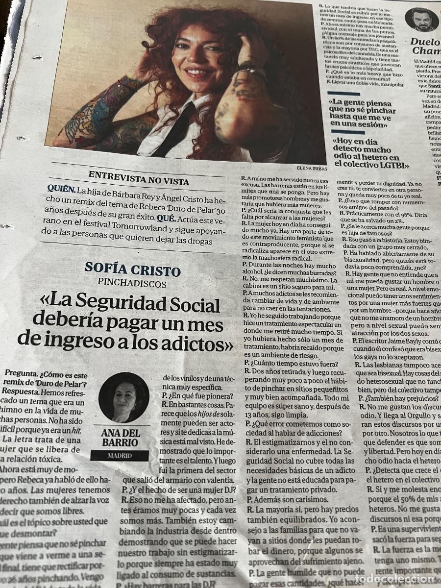 Coleccionismo de Revistas y Peri&oacute;dicos: Art&iacute;culo EL MUNDO sobre SOF&Iacute;A CRISTO. HIJA DE B&Aacute;RBARA REY Y &Aacute;NGEL CRISTO. DJ PINCHADISCOS