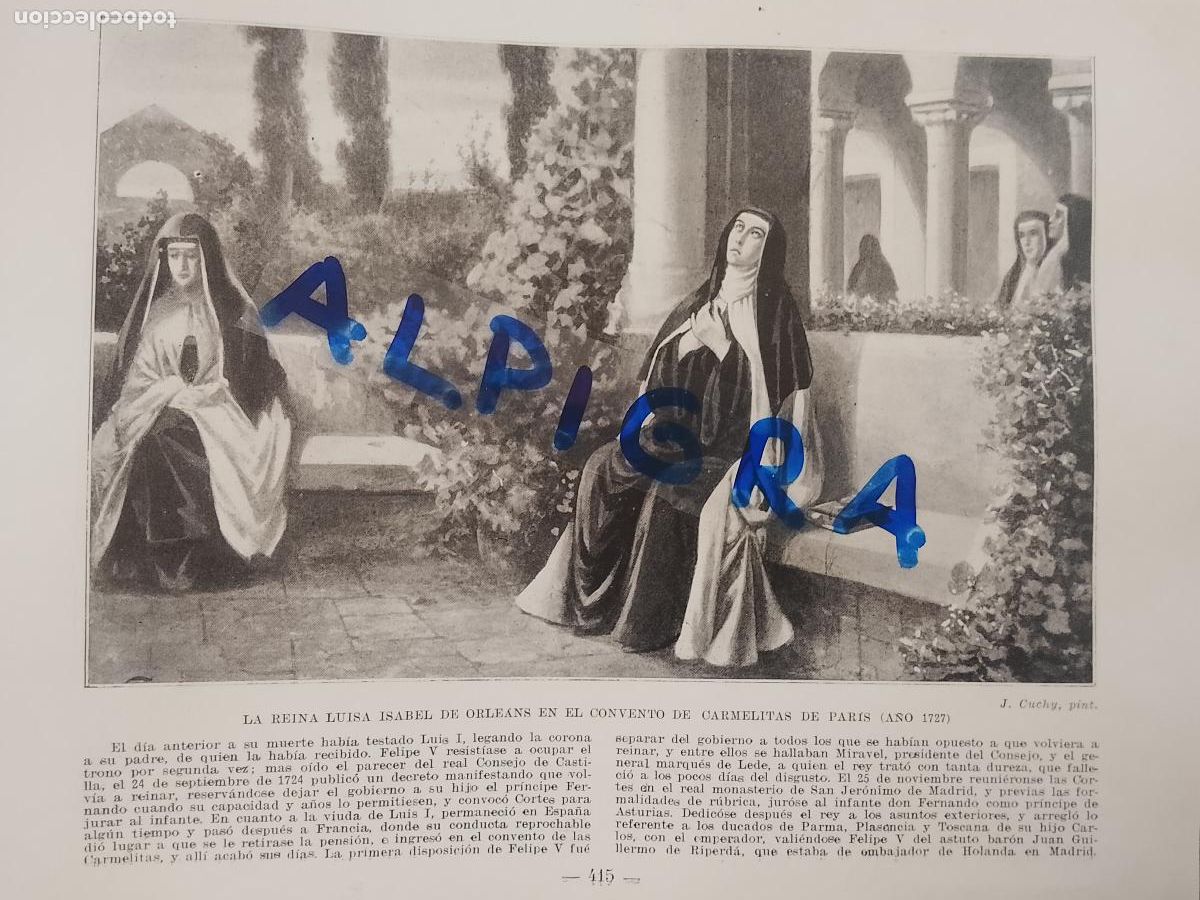 Coleccionismo de Revistas y Peri&oacute;dicos: hoja libro 1909 - LA REINA LUISA ISABEL DE ORLEANS EN EL CONVENTO DE CARMELITAS DE PARIS A&Ntilde;O 1727