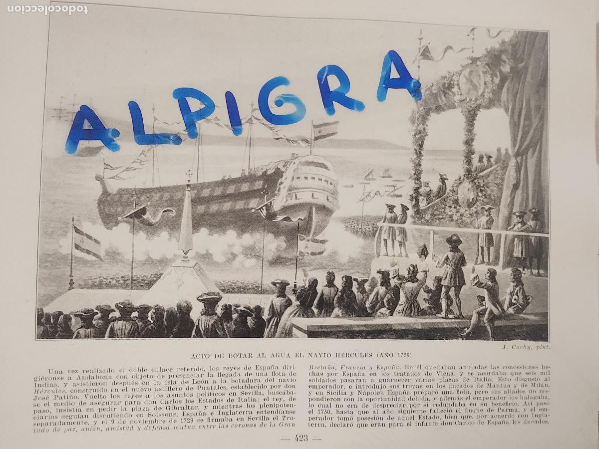 Coleccionismo de Revistas y Peri&oacute;dicos: hoja libro 1909 - ACTO DE BOTAR AL AGUA EL NAVIO HERCULES - BARCO - A&Ntilde;O 1729