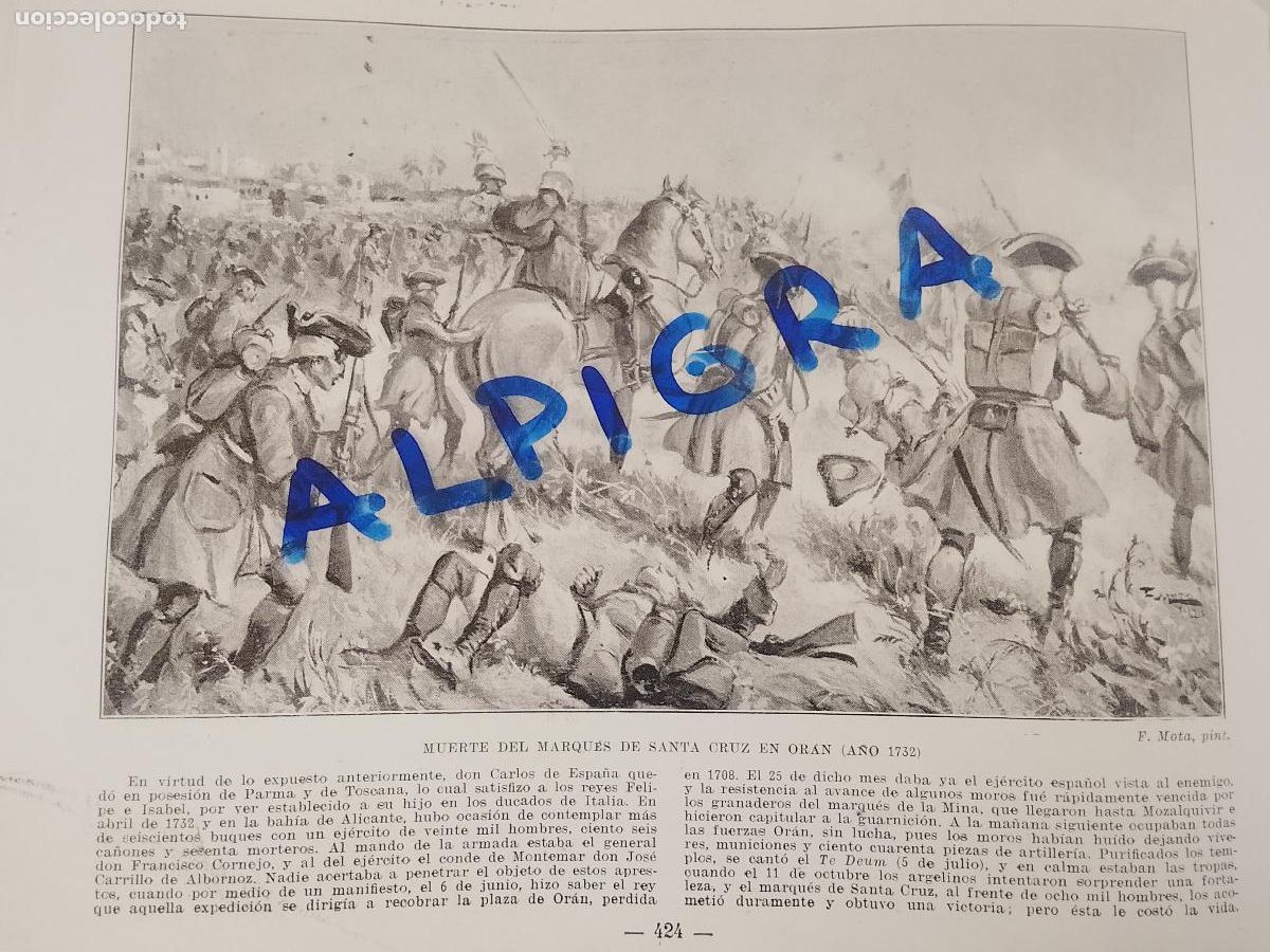 Coleccionismo de Revistas y Peri&oacute;dicos: hoja libro 1909 - MUERTE DEL MARQUES DE SANTA CRUZ EN ORAN EN EL A&Ntilde;O 1732