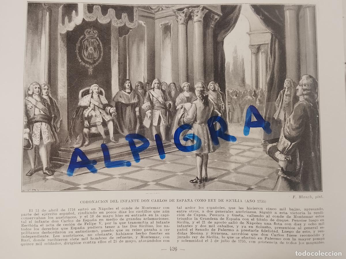 Coleccionismo de Revistas y Peri&oacute;dicos: hoja libro 1909 - CORONACION DEL INFANTE DON CARLOS DE ESPA&Ntilde;A COMO REY DE SICILIA A&Ntilde;O 1735