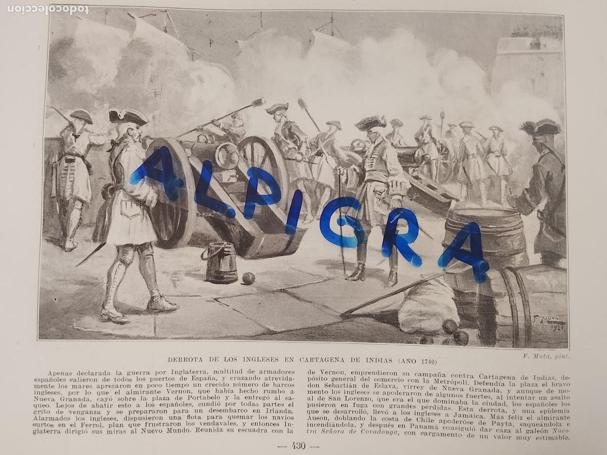 Coleccionismo de Revistas y Peri&oacute;dicos: hoja libro 1909 - MILITAR DERROTA DE LOS INGLESES EN CARTAGENA DE INDIAS A&Ntilde;O 1740