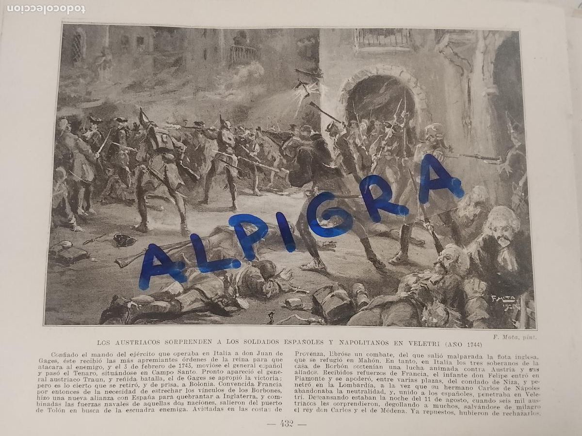 Coleccionismo de Revistas y Peri&oacute;dicos: hoja libro 1909 - MILITAR - AUSTRIACOS SORPRENDEN A SOLDADOS ESPA&Ntilde;OLES Y NAPOLITANOS EN VELETRI 1744