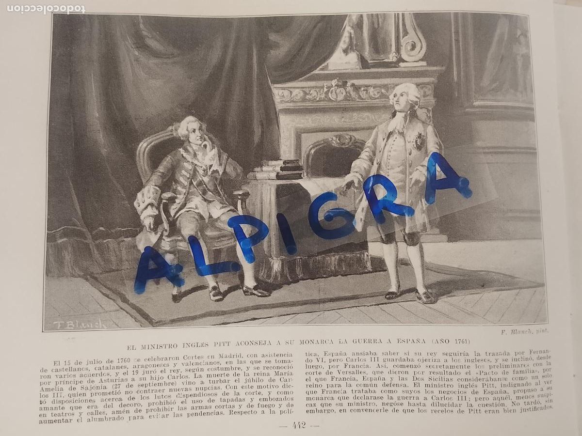Coleccionismo de Revistas y Peri&oacute;dicos: hoja libro 1909 - MINISTRO INGLES PITT ACONSEJA A SU MONARCA LA GUERRA A ESPA&Ntilde;A EN 1761