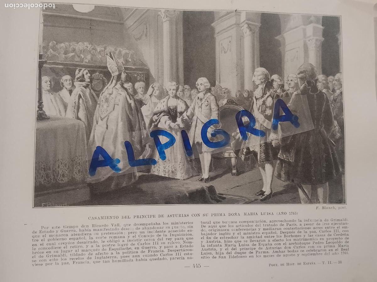 Coleccionismo de Revistas y Peri&oacute;dicos: hoja libro 1909 - BODA DEL PRINCIPE DE ASTURIAS CON SU PRIMA DO&Ntilde;A MARIA LUISA A&Ntilde;O 1765