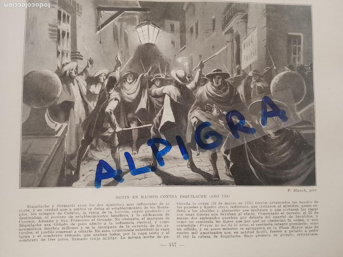 Coleccionismo de Revistas y Peri&oacute;dicos: hoja libro 1909 - MOTIN EN MADRID CONTRA ESQUILACHE EN EL A&Ntilde;O 1766