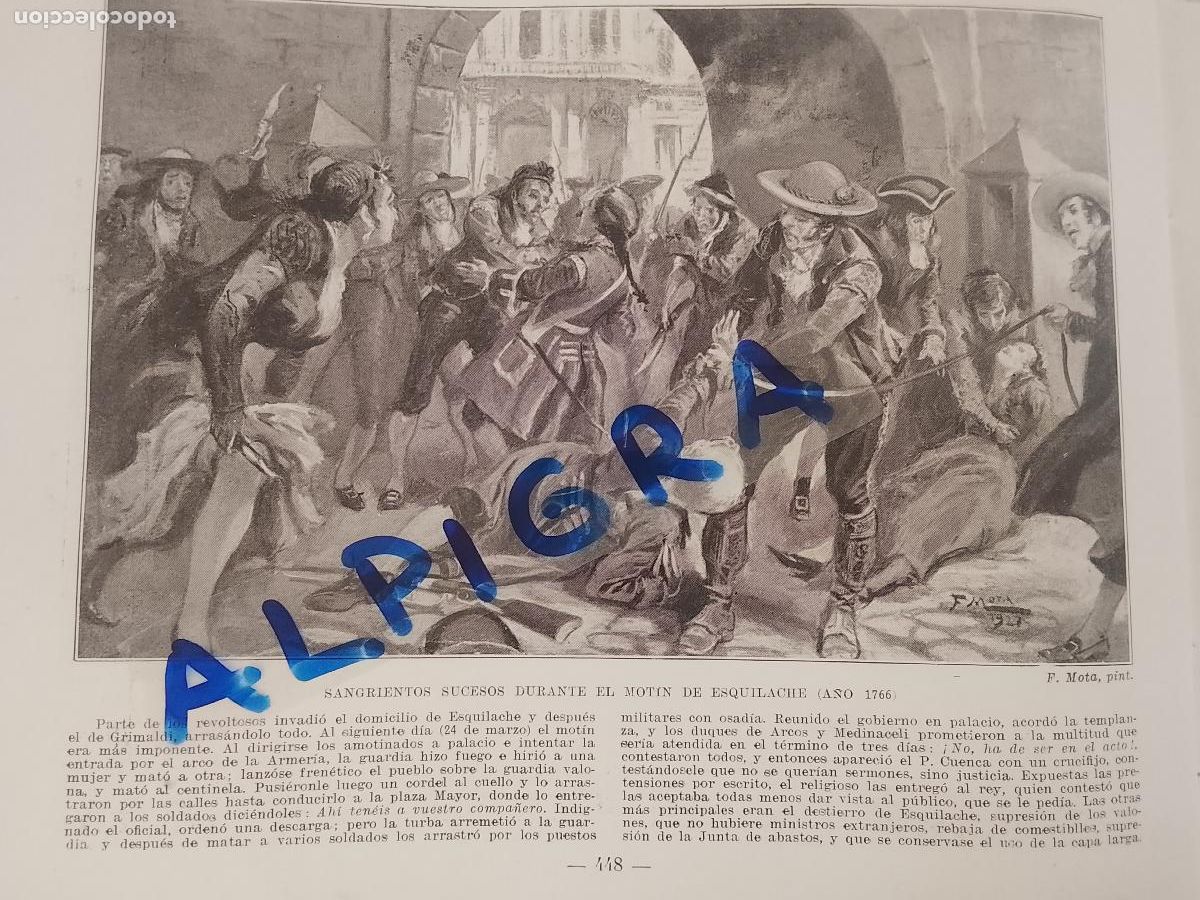Coleccionismo de Revistas y Peri&oacute;dicos: hoja libro 1909 - SANGRIENTOS SUCESOS DURANTE EL MOTIN DE ESQUILACHE EN 1766