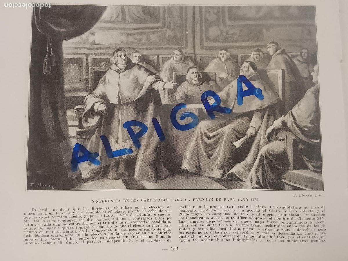 Coleccionismo de Revistas y Peri&oacute;dicos: hoja libro 1909 - CONFERENCIA DE LOS CARDENALES PARA LA ELECCION DE PAPA 1769