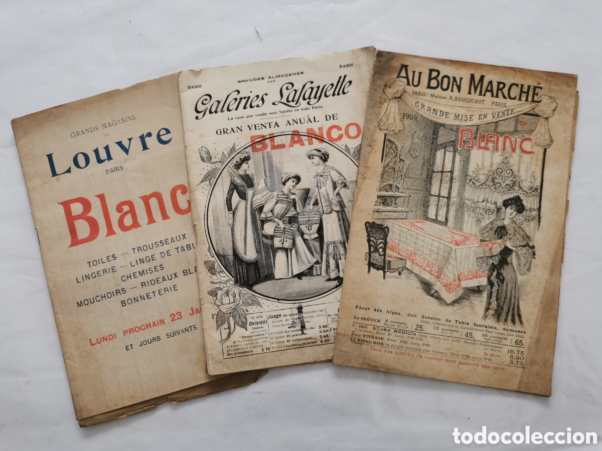 Sammeln von Zeitschriften und Zeitungen: Cat&aacute;logos moda Bon Marche, galer&iacute;as lafallete y louvre