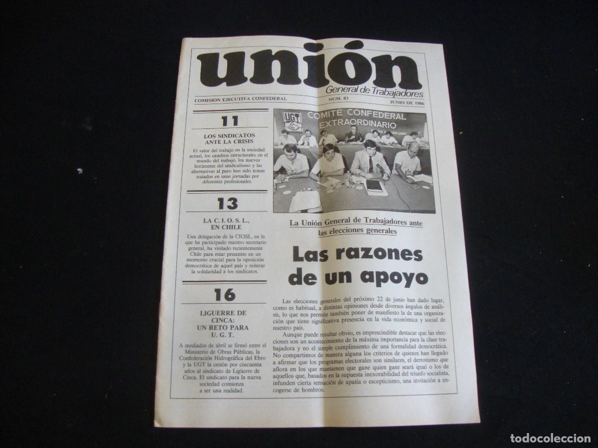 Coleccionismo de Revistas y Peri&oacute;dicos: PERIODICO UNION DE UGT COMISION EJECUTIVA CONFEDERAL 1986 N&ordm; 83