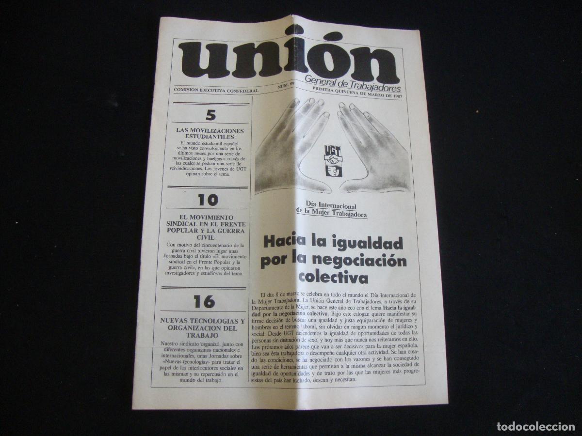 Coleccionismo de Revistas y Peri&oacute;dicos: PERIODICO UNION DE UGT COMISION EJECUTIVA CONFEDERAL 1987 N&ordm; 89