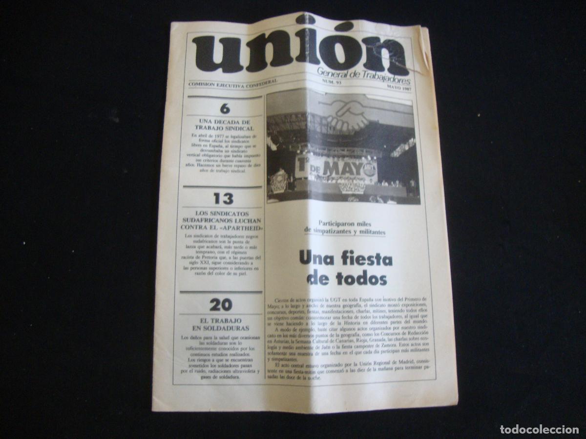 Coleccionismo de Revistas y Peri&oacute;dicos: PERIODICO UNION DE UGT COMISION EJECUTIVA CONFEDERAL 1987 N&ordm; 93
