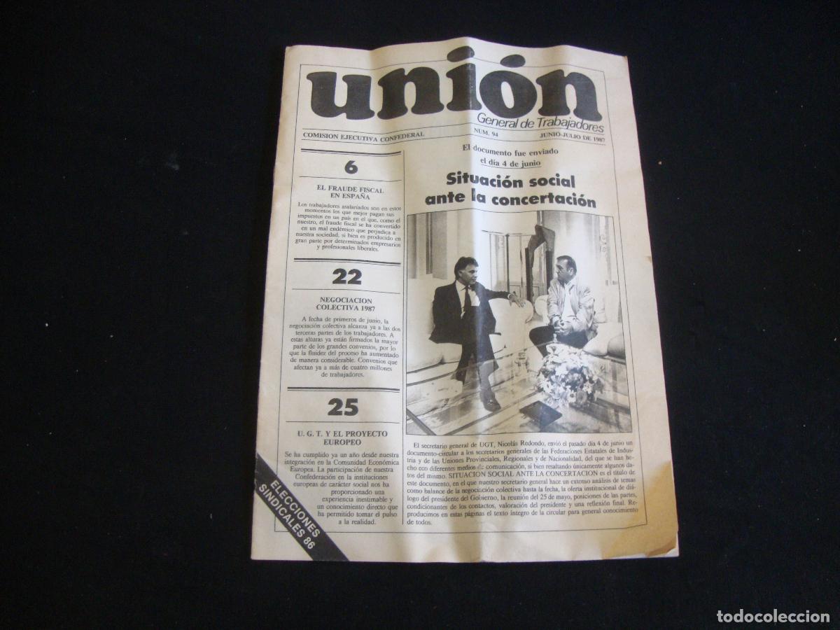 Coleccionismo de Revistas y Peri&oacute;dicos: PERIODICO UNION DE UGT COMISION EJECUTIVA CONFEDERAL 1987 N&ordm; 94