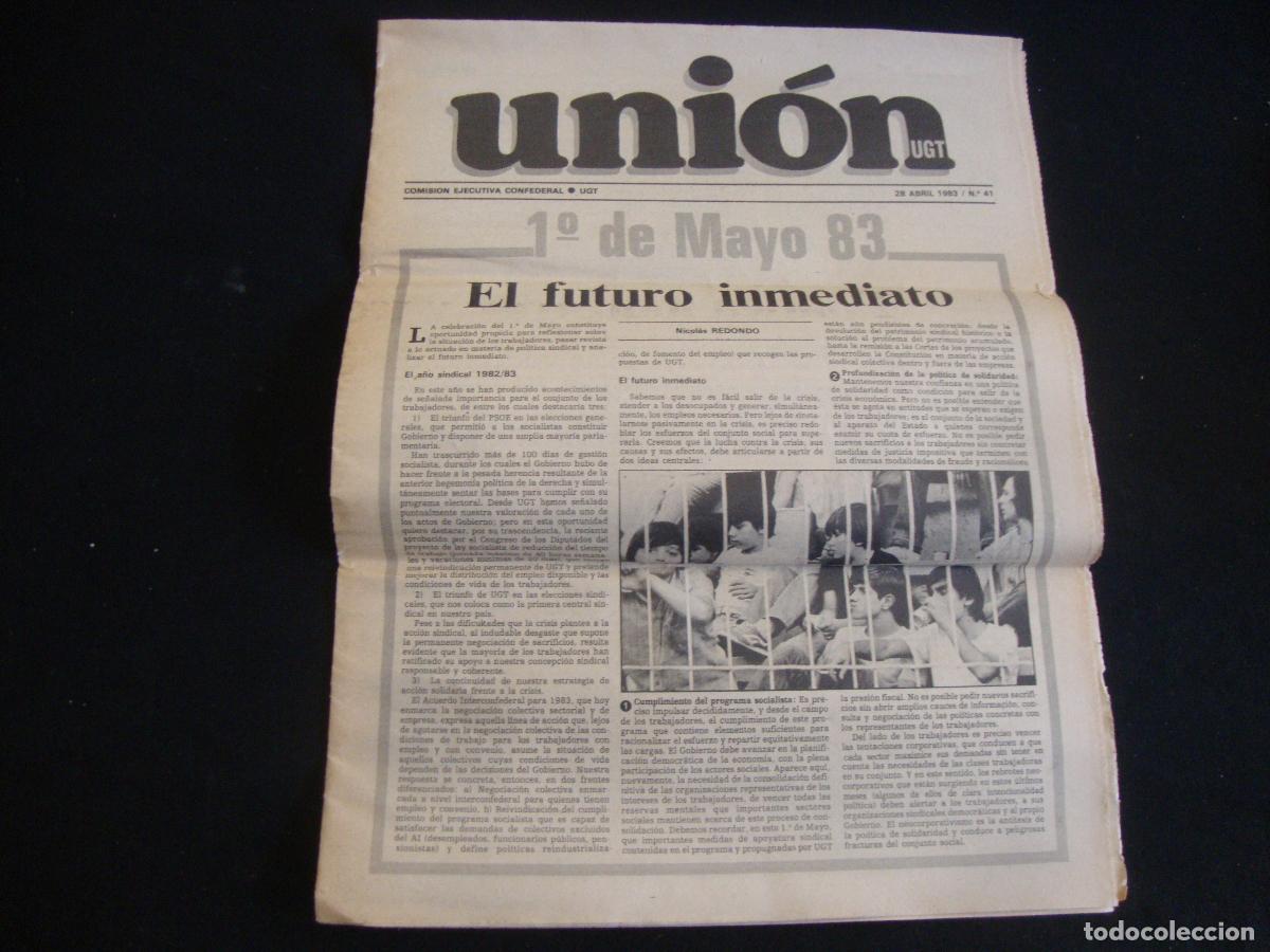 Coleccionismo de Revistas y Peri&oacute;dicos: PERIODICO UNION DE UGT COMISION EJECUTIVA CONFEDERAL 1983 N&ordm; 41