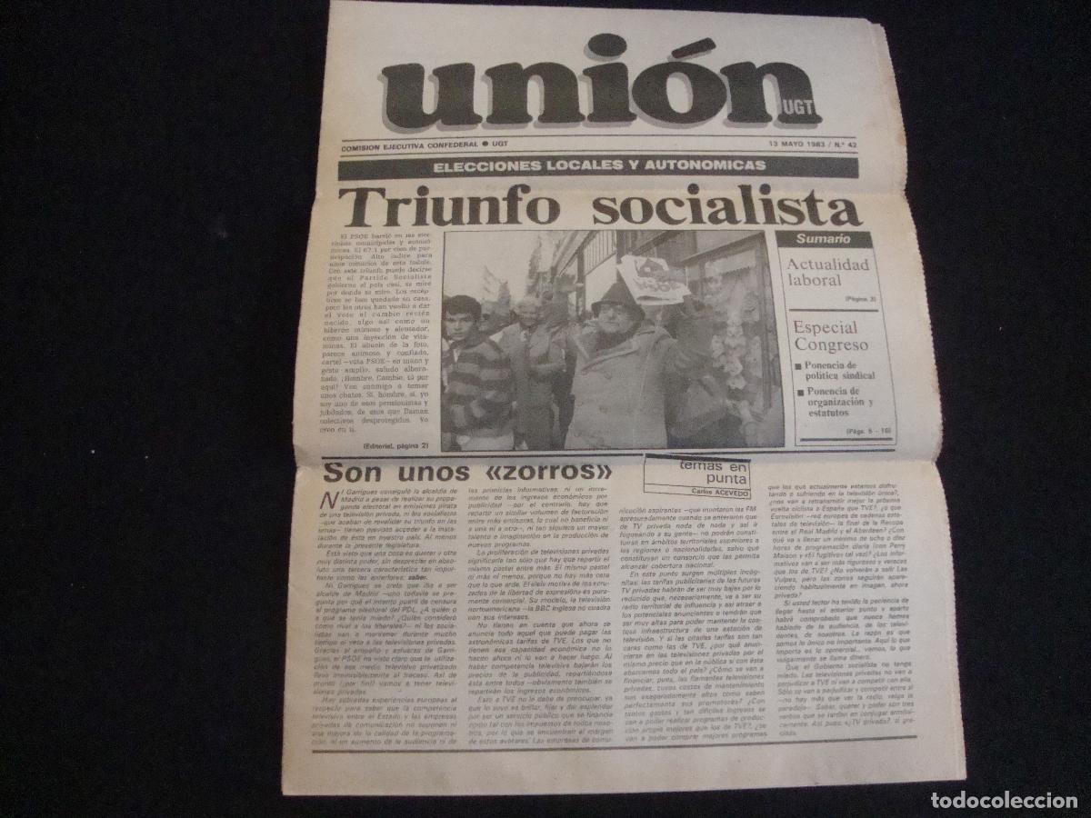 Coleccionismo de Revistas y Peri&oacute;dicos: PERIODICO UNION DE UGT COMISION EJECUTIVA CONFEDERAL 1983 N&ordm; 42
