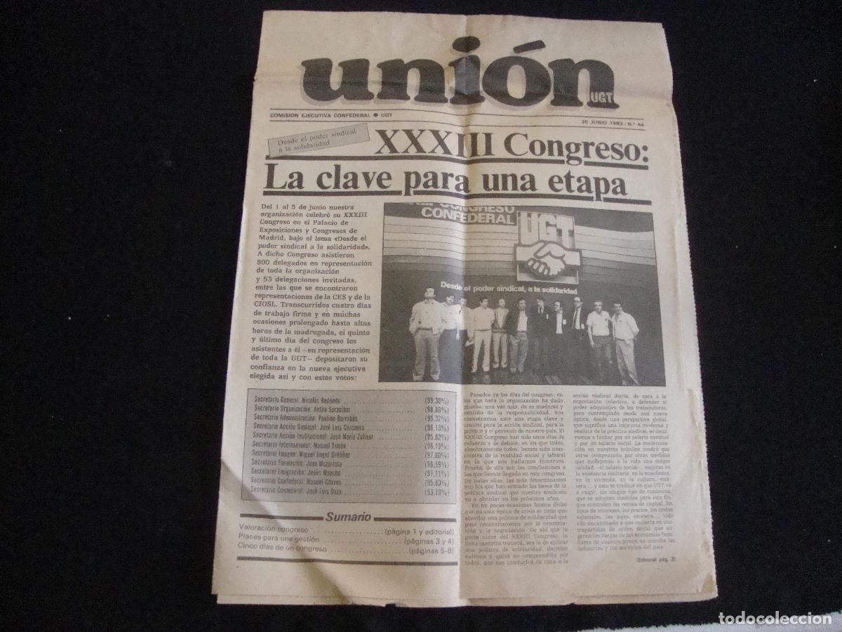 Coleccionismo de Revistas y Peri&oacute;dicos: PERIODICO UNION DE UGT COMISION EJECUTIVA CONFEDERAL 1983 N&ordm; 44