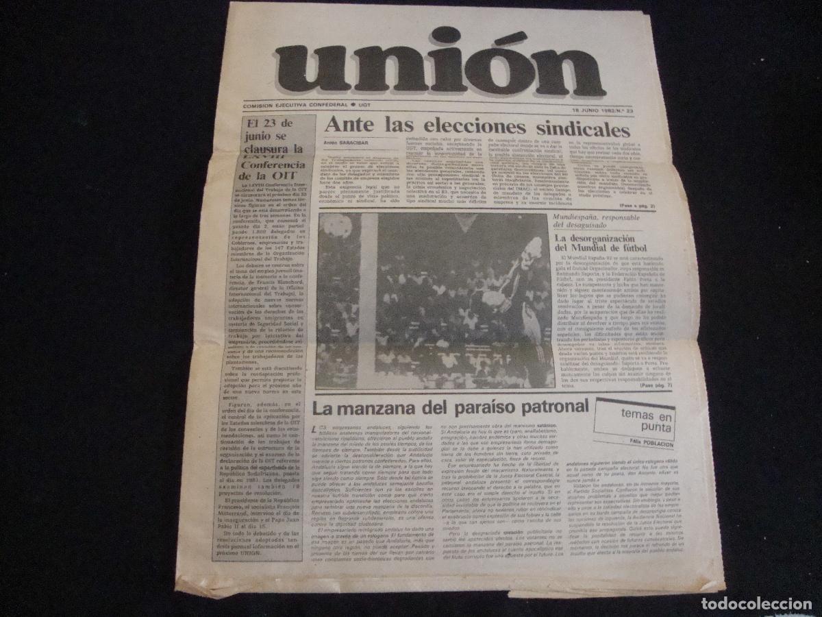 Coleccionismo de Revistas y Peri&oacute;dicos: PERIODICO UNION DE UGT COMISION EJECUTIVA CONFEDERAL 1982 N&ordm; 23