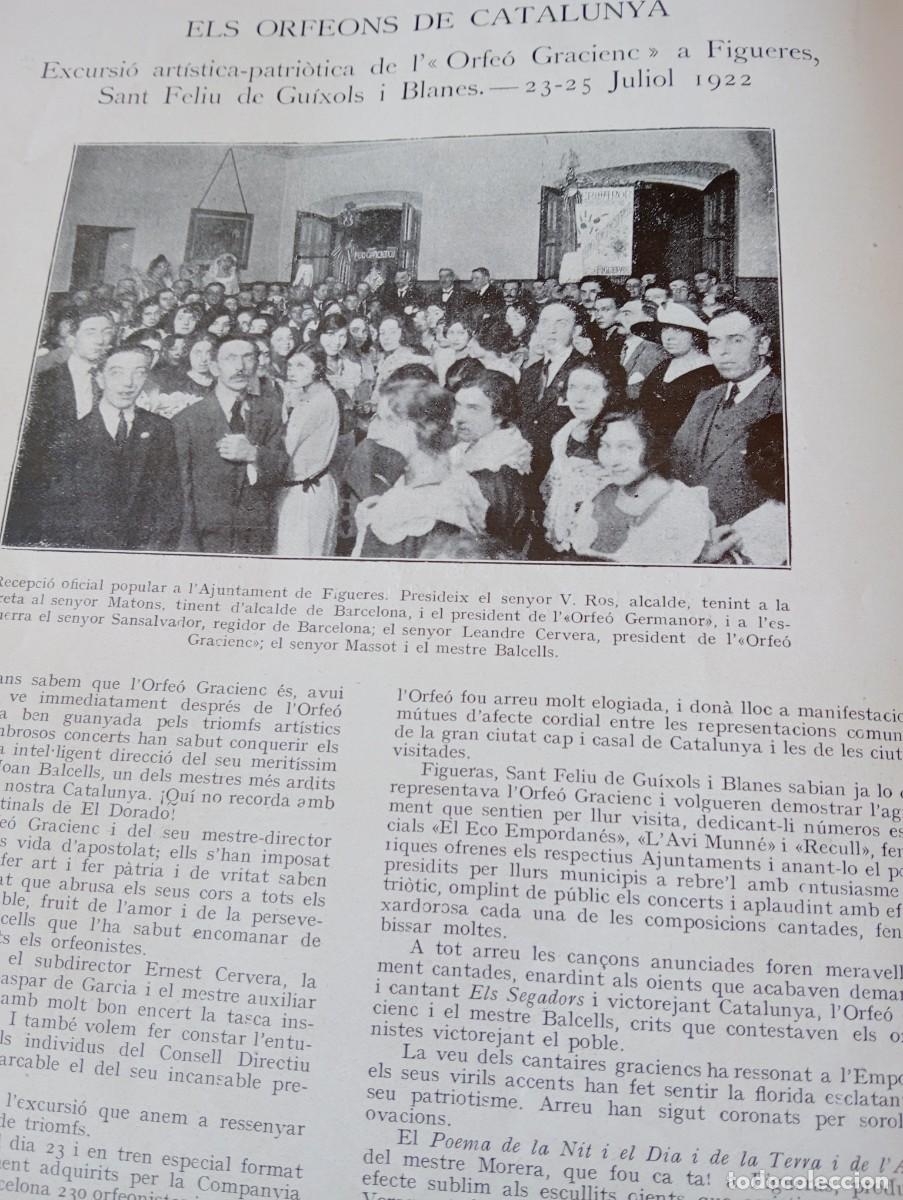 Coleccionismo de Revistas y Peri&oacute;dicos: REVISTA A&Ntilde;O 1922 ORFEO DE GRACIA GRACIENC A FIGUERES SANT FELIU DE GUIXOLS BLANES KURT SCHINDLER