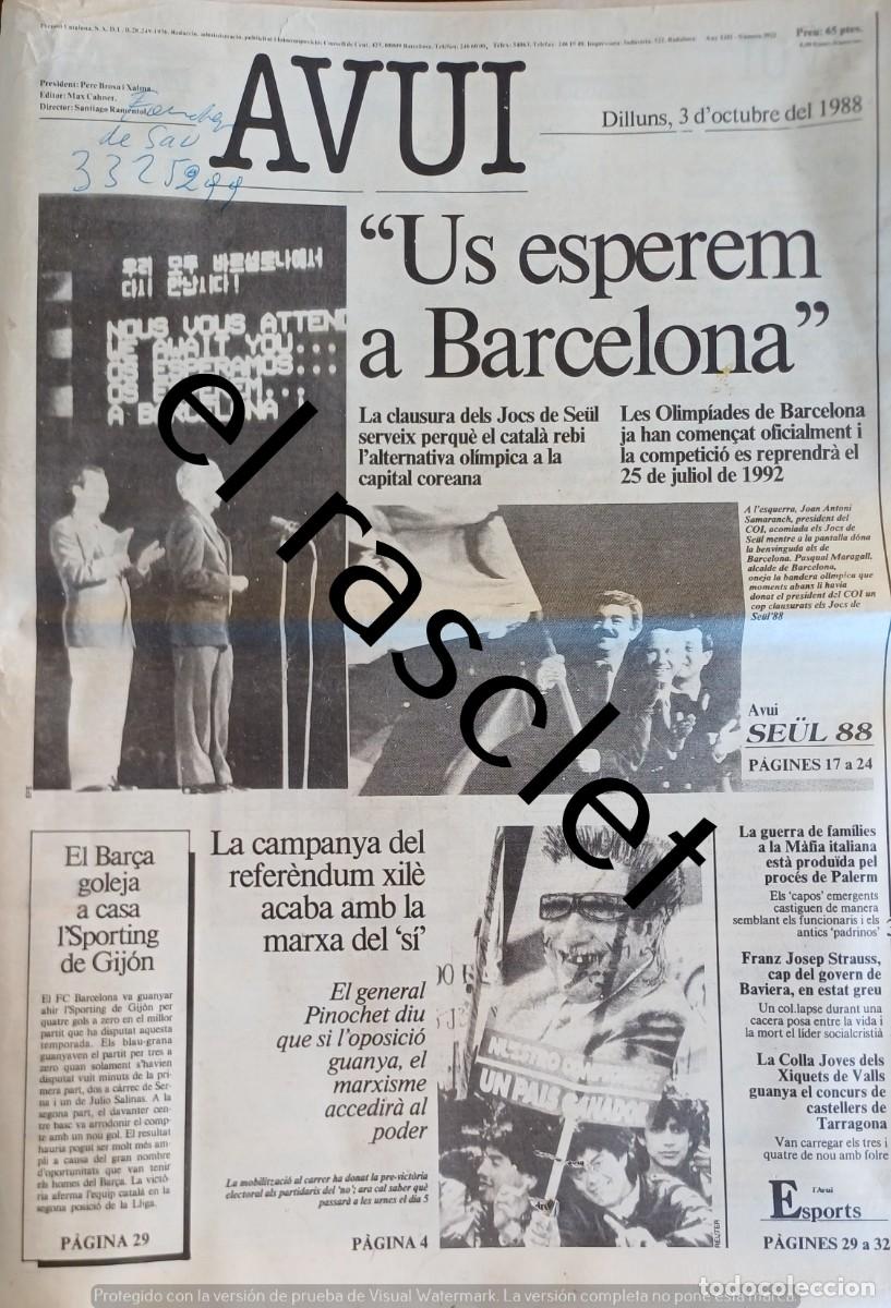 Coleccionismo de Revistas y Peri&oacute;dicos: DIARIO AVUI 3OCTUBRE 1988