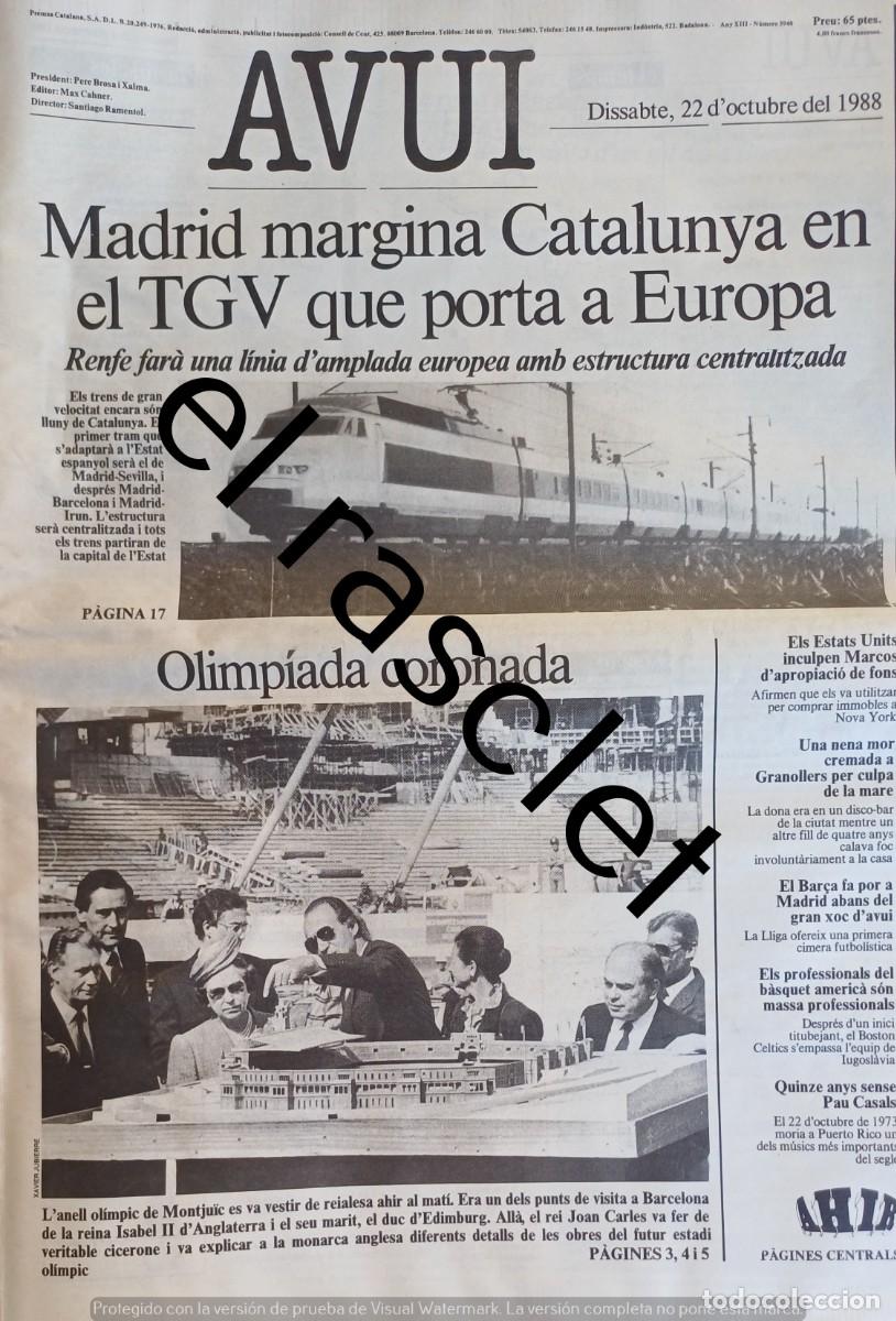 Coleccionismo de Revistas y Peri&oacute;dicos: DIARIO AVUI 22 OCTUBRE 1988