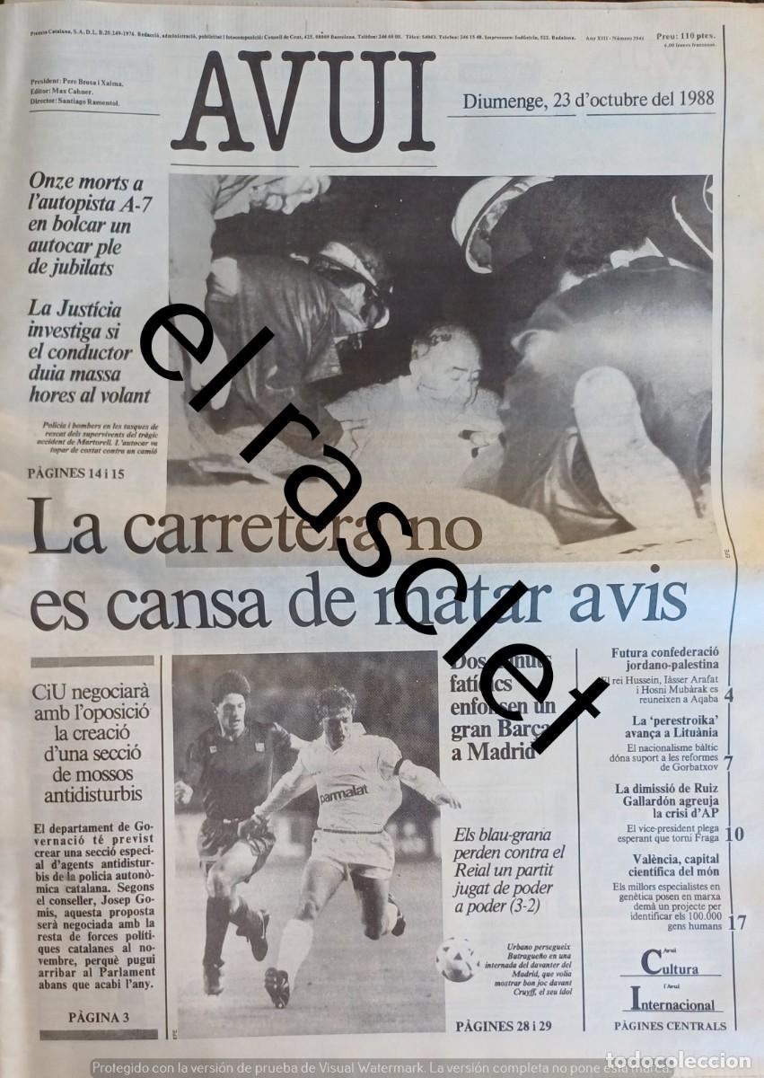 Coleccionismo de Revistas y Peri&oacute;dicos: DIARIO AVUI 23 OCTUBRE 1988