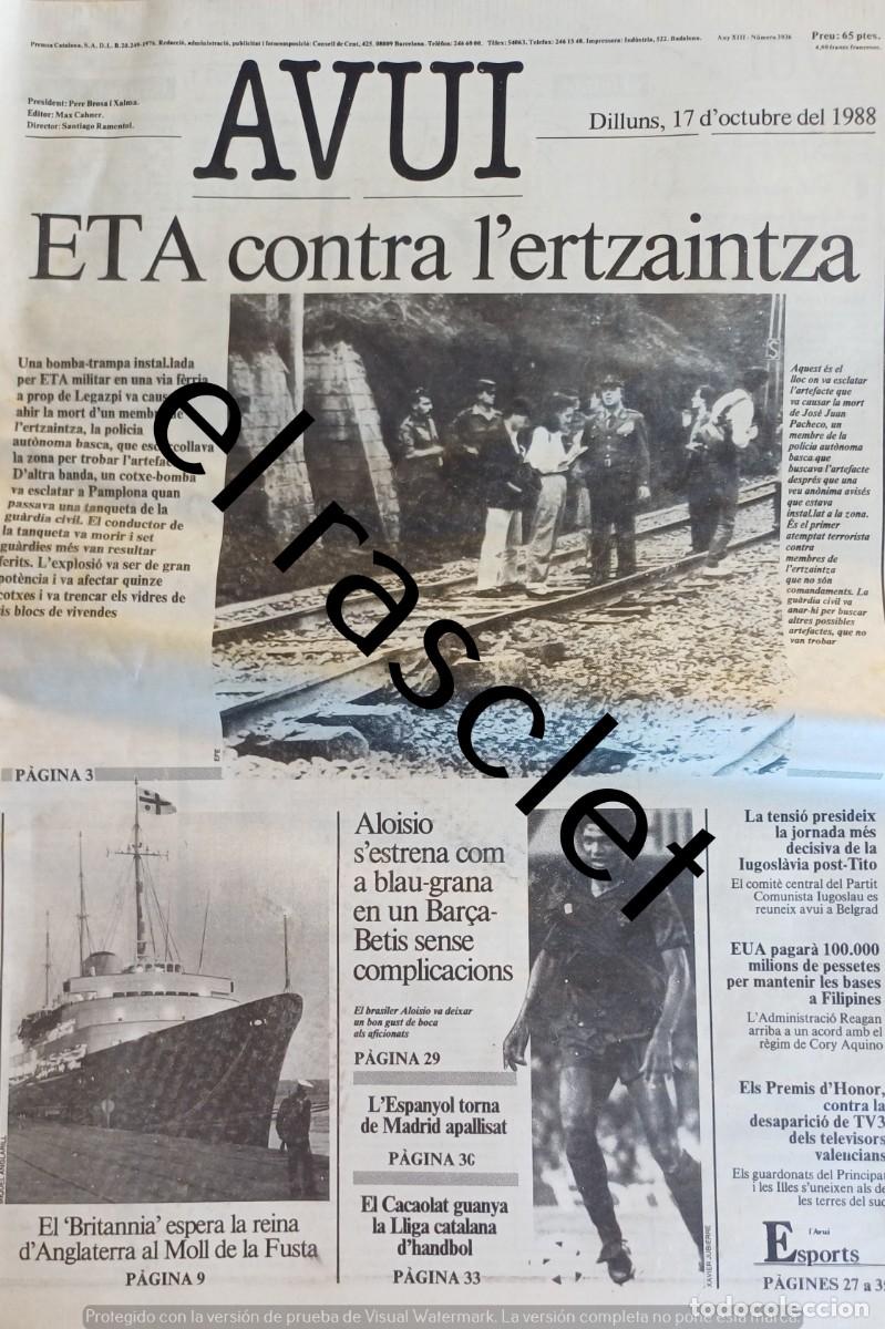 Coleccionismo de Revistas y Peri&oacute;dicos: DIARIO AVUI 17 OCTUBRE 1988