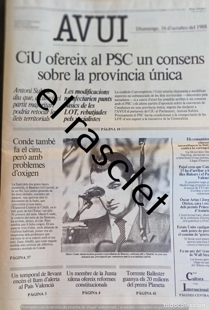 Coleccionismo de Revistas y Peri&oacute;dicos: DIARIO AVUI 30 OCTUBRE 1988