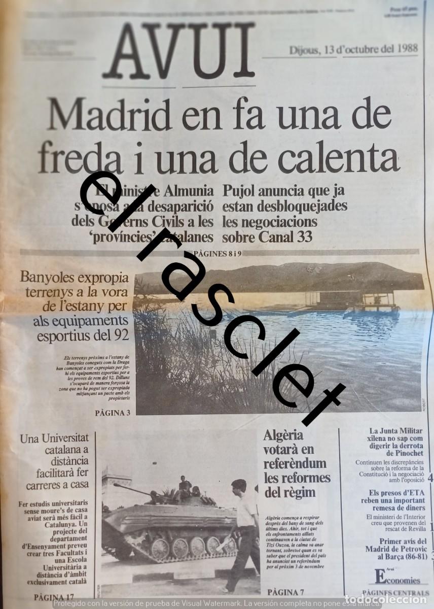 Coleccionismo de Revistas y Peri&oacute;dicos: DIARIO AVUI 13 OCTUBRE 1988