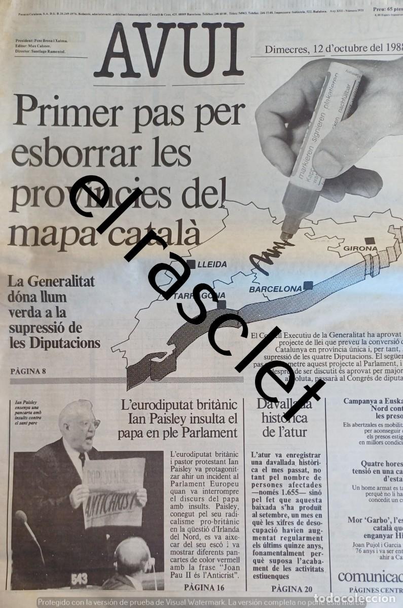Coleccionismo de Revistas y Peri&oacute;dicos: DIARIO AVUI 12 OCTUBRE 1988