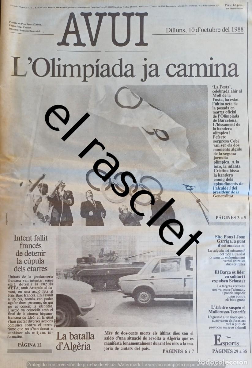 Coleccionismo de Revistas y Peri&oacute;dicos: DIARIO AVUI 10 OCTUBRE 1988