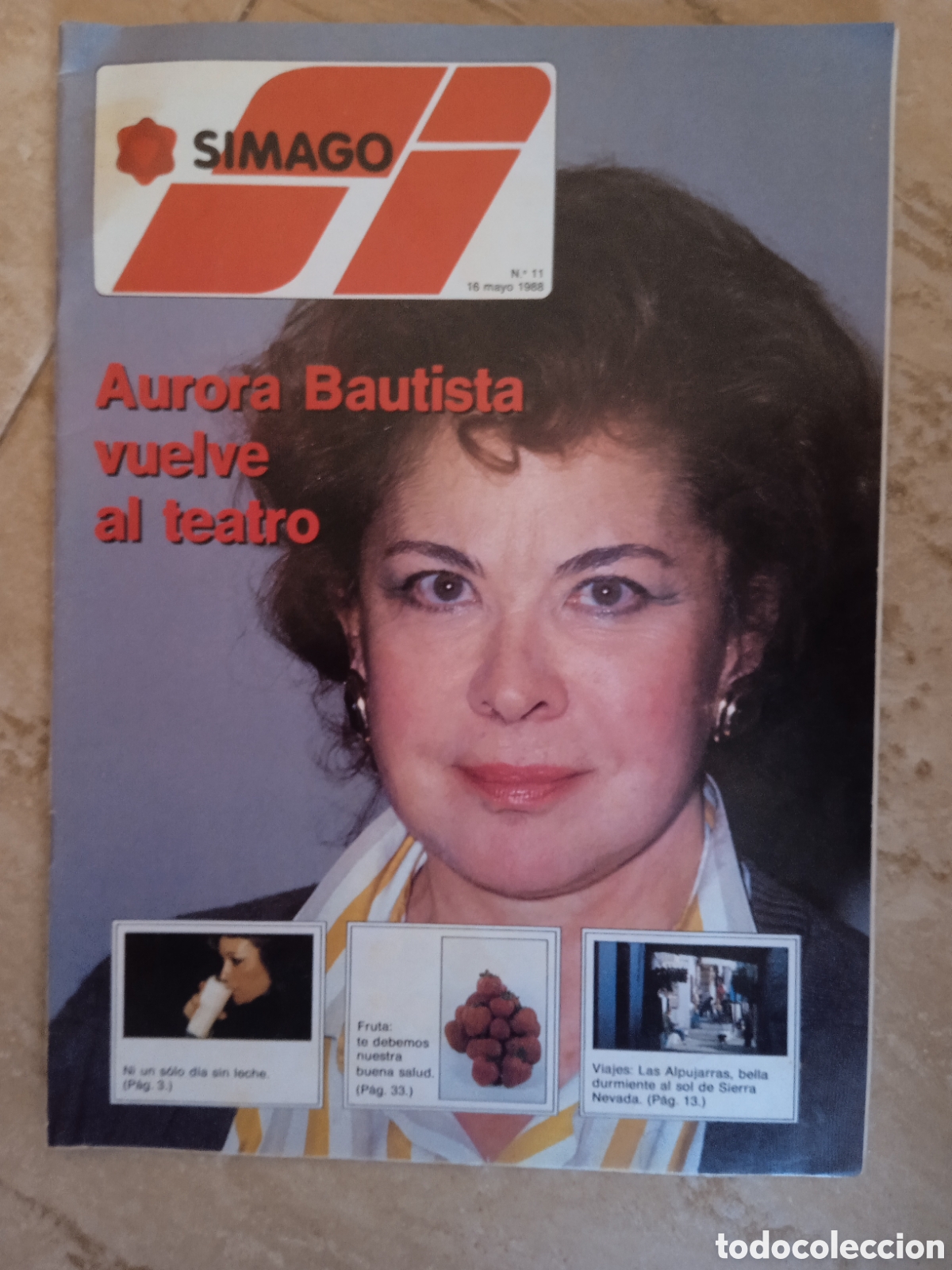 Coleccionismo de Revistas y Peri&oacute;dicos: Revista Simago n&deg;11 portada y entrevista Aurora Bautista mayo 1988 Las Alpujarras