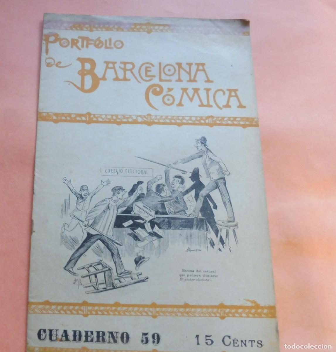 Coleccionismo de Revistas y Peri&oacute;dicos: PORTF&Oacute;LIO DE BARCELONA C&Oacute;MICA - COLEGIO ELECTORAL - CUADERNO 59 - 1895 aprox. chistes, historietas -