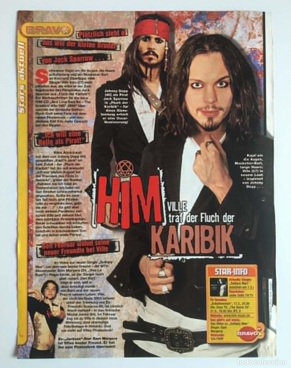 Coleccionismo de Revistas y Peri&oacute;dicos: HIM Ville Valo Pirates of the Caribbean Jack Sparrow Look Era Original Clipping - Bravo Germany 2024