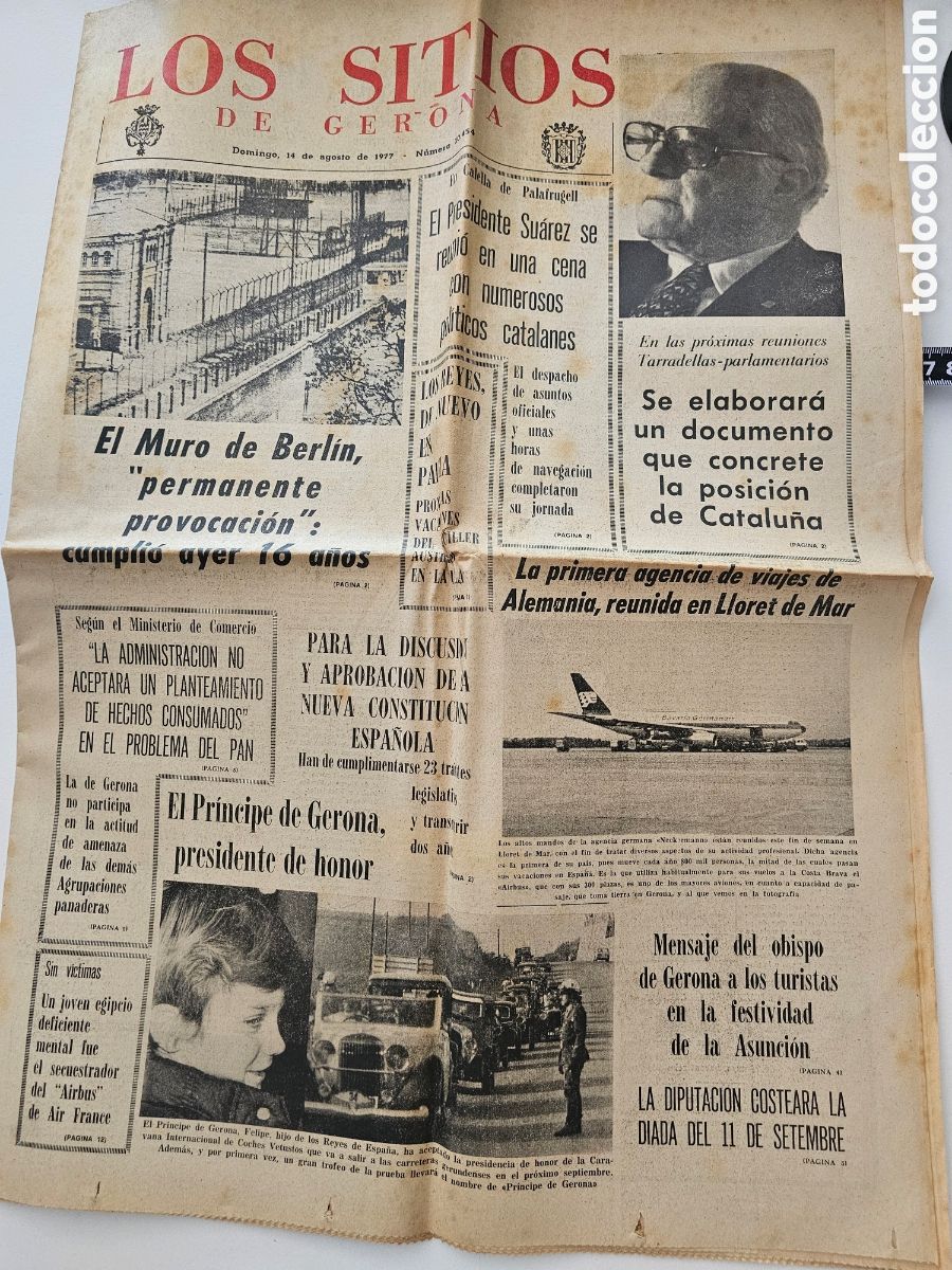 Coleccionismo de revistas y peri&oacute;dicos: ​Peri&oacute;dico Hist&oacute;rico &rdquo;Los Sitios de Gerona&rdquo; - 14 de Agosto de 1977 (Transici&oacute;n Espa&ntilde;ola) Girona